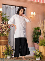 Thumbnail for Juniper Women's White::Black Viscose Rayon Printed Palazzo Set - Distacart