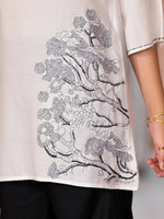 Thumbnail for Juniper Women's White::Black Viscose Rayon Printed Palazzo Set - Distacart