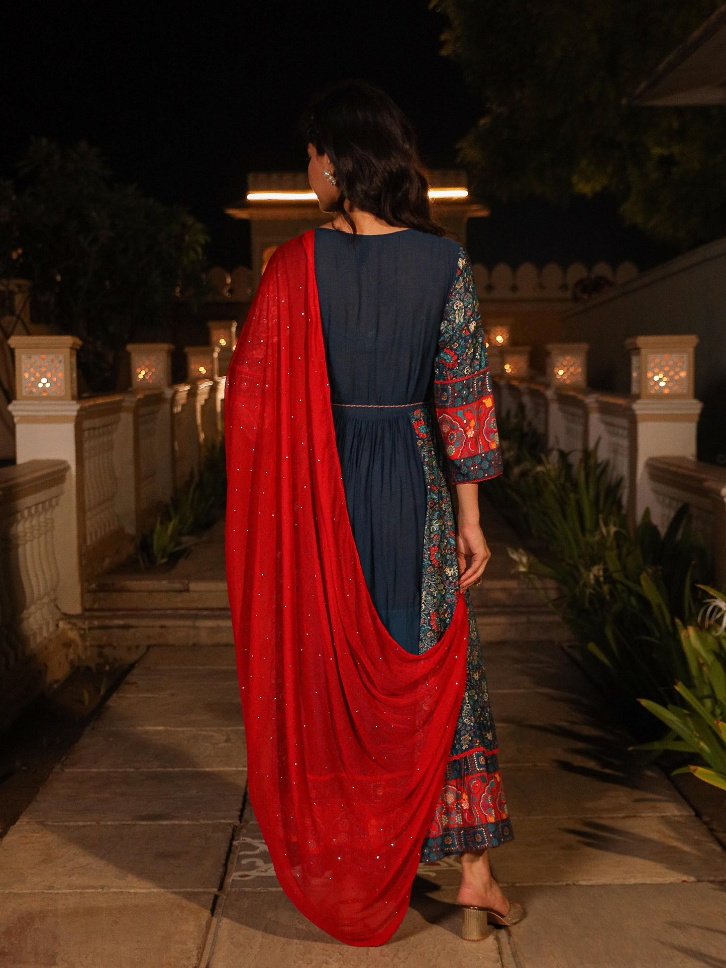 Juniper Women's Blue Viscose Rayon Printed Kurta Set - Distacart