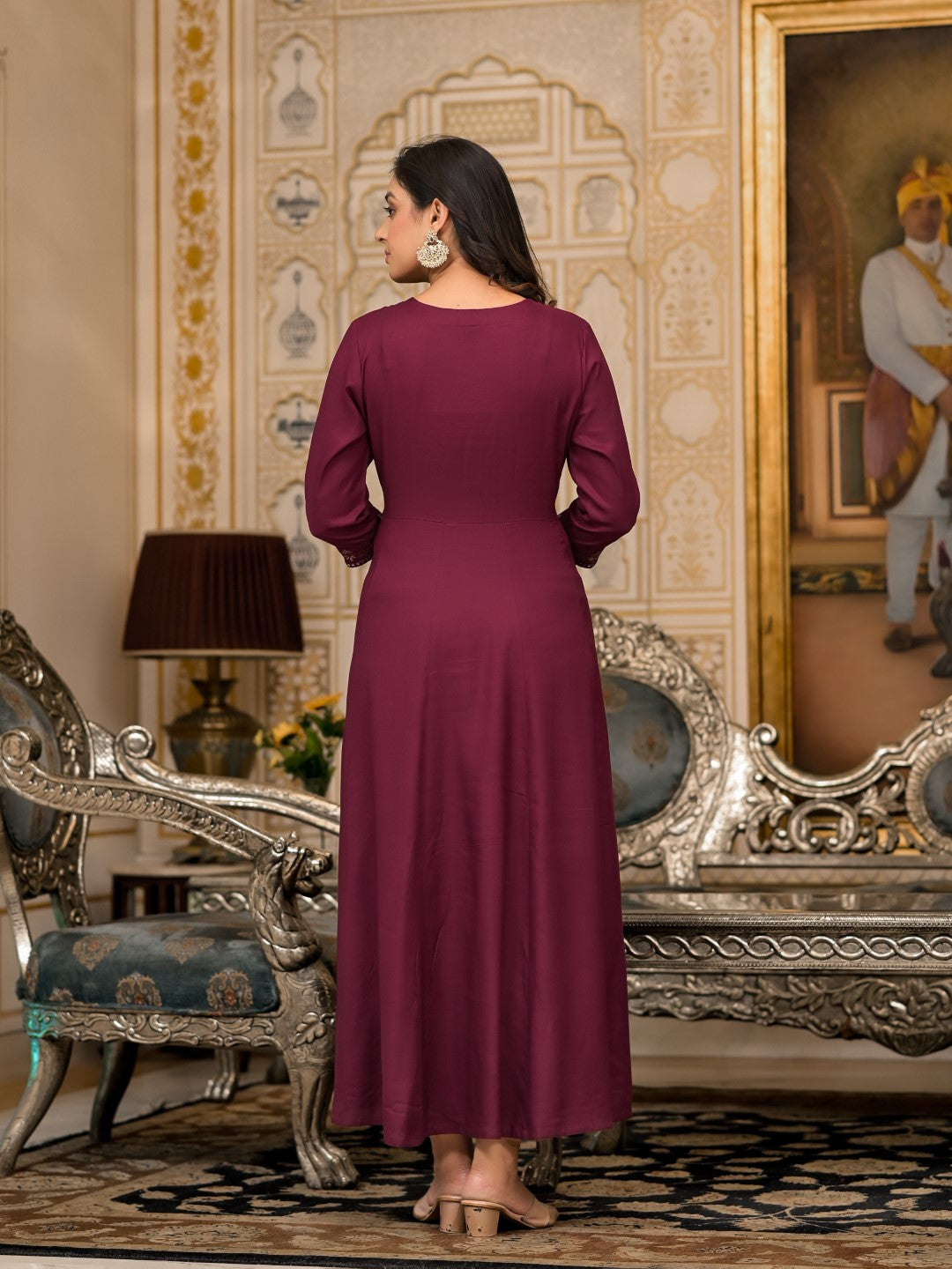 fitted lace wedding dress Buy Juniper Women's Wine Mirror Embroidered Liva Rayon Dress For With  Sequins Online At Low Price