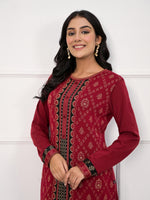 Thumbnail for Juniper Maroon Ethnic Motif Printed Cotton Kurta - Distacart