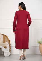 Thumbnail for Juniper Maroon Ethnic Motif Printed Cotton Kurta - Distacart