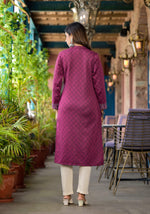 Thumbnail for Juniper Onion Pink Floral Printed Cotton Kurta - Distacart