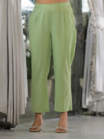 Thumbnail for Juniper Women's Green Cotton Blend Solid Kurta Set - Distacart