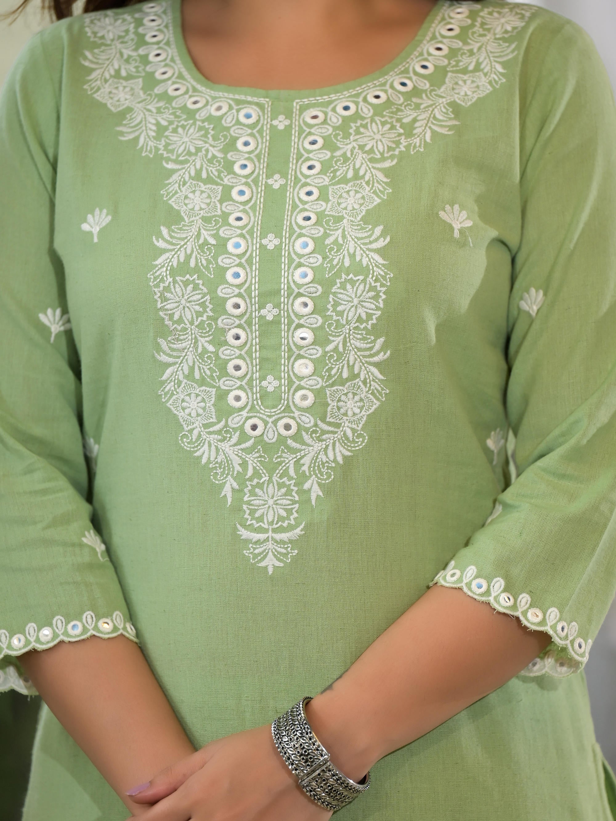 Juniper Women's Green Cotton Blend Solid Kurta Set - Distacart