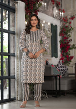 Thumbnail for Juniper Women's Black Ikat Printed Cotton Kurta, Pant And Dupatta Set With Mirror & Thread Work - Distacart