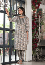 Thumbnail for Juniper Women's Black Ikat Printed Cotton Kurta, Pant And Dupatta Set With Mirror & Thread Work - Distacart
