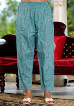 Thumbnail for Juniper Women's Sea Green Ethnic Motif Printed Cotton Kurta, Pant And Dupatta Set With Lace & Buttons - Distacart