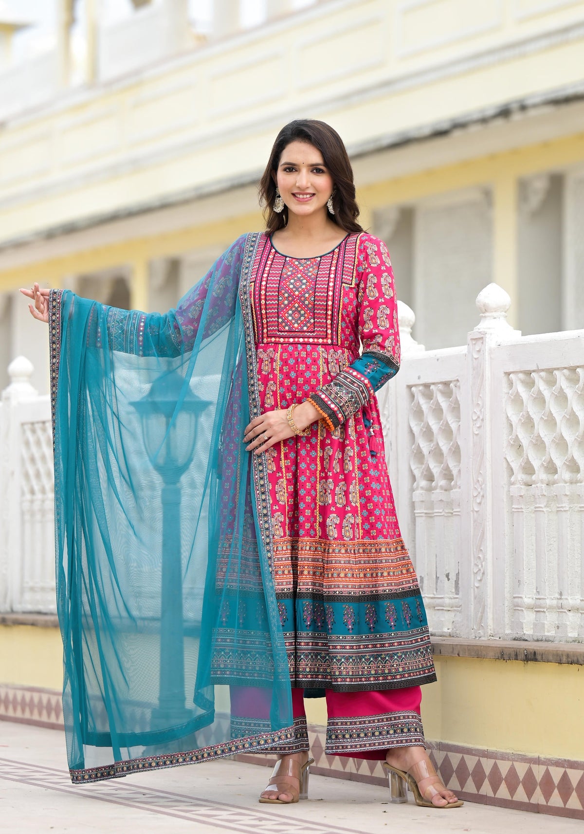 Juniper Women's Pink Viscose Rayon Printed Kurta Set - Distacart