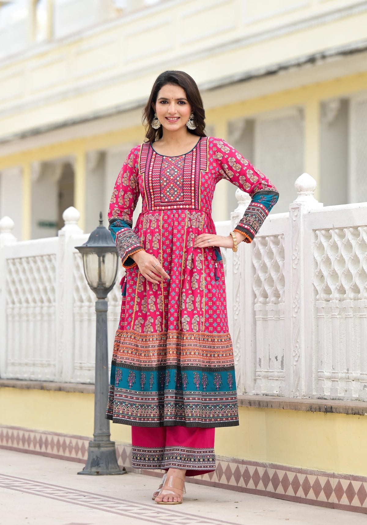 Juniper Women's Pink Viscose Rayon Printed Kurta Set - Distacart