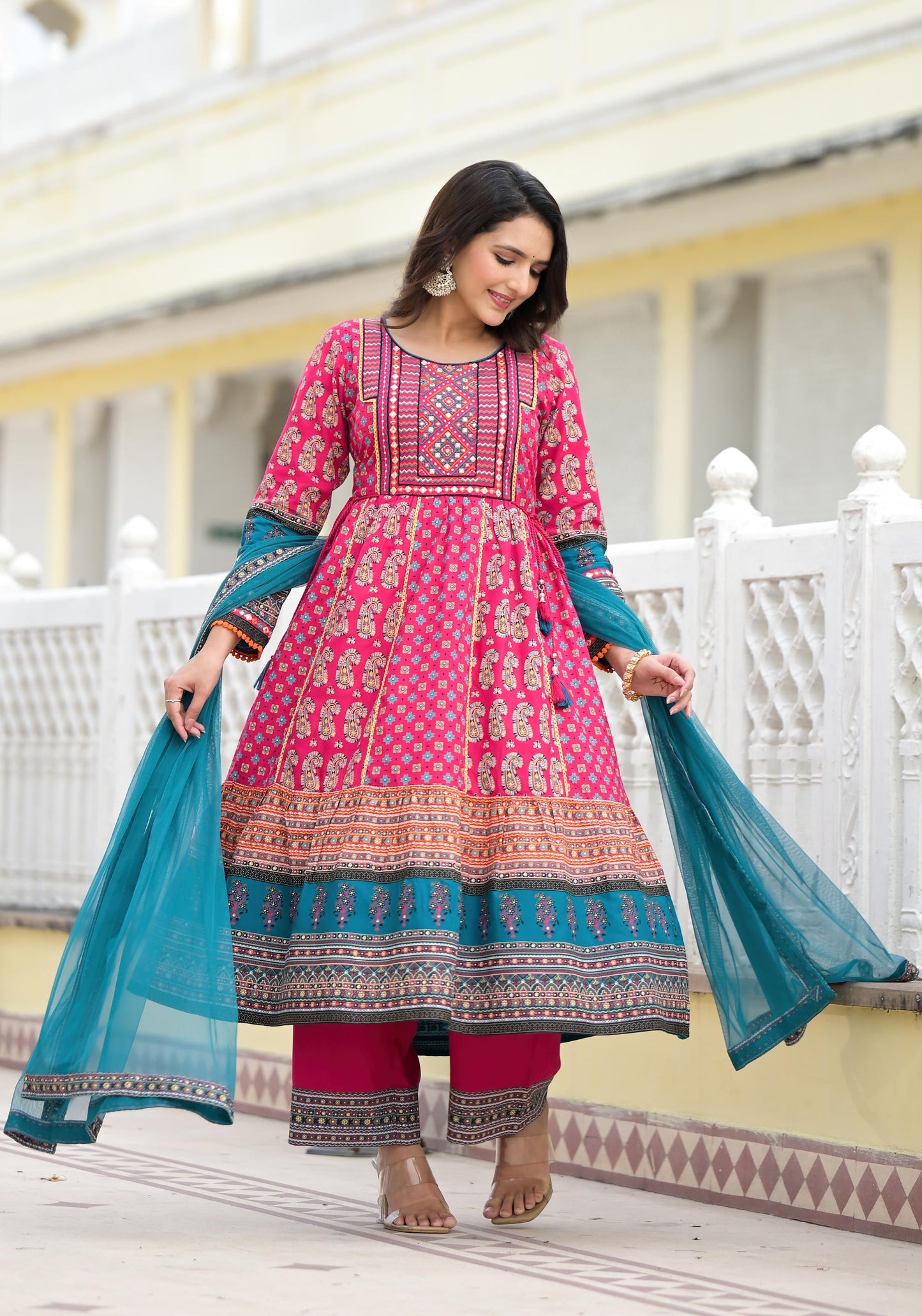 Juniper Women's Pink Viscose Rayon Printed Kurta Set - Distacart
