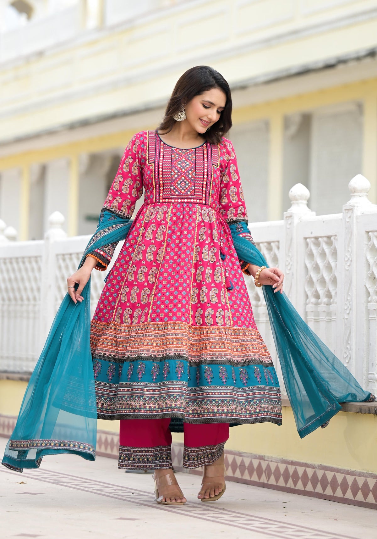 Juniper Women's Pink Viscose Rayon Printed Kurta Set - Distacart