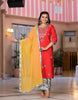 Juniper Women's Multi Color Floral Printed Viscose Kurta Set With Mirror & Thread Work - Distacart
