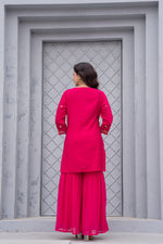 Thumbnail for Juniper Gulnaar Gulab Embroidered Sharara Set - Distacart