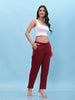 Juniper Women's Maroon Solid Cotton Pants with Partially Elasticated Waistband and Two Side Pockets - Distacart