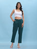 Juniper Women's Green Solid Cotton Pants with Partially Elasticated Waistband and Two Side Pockets - Distacart
