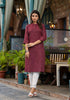 Juniper Women's Maroon Striped Printed Cotton Kurta With Button Detail - Distacart