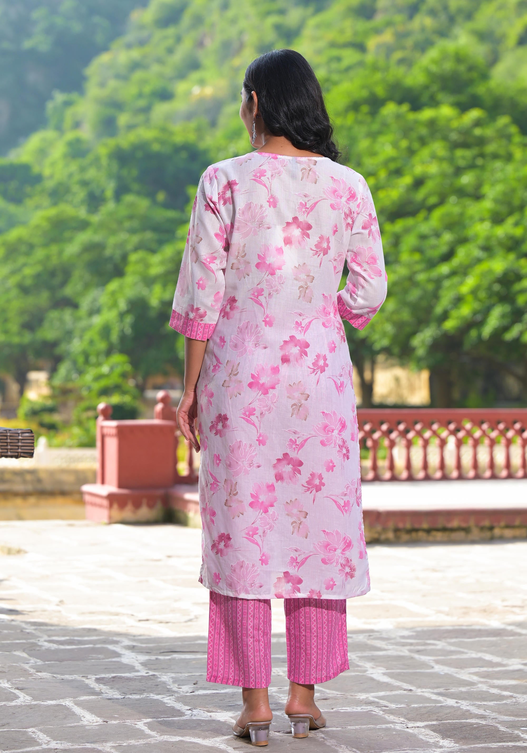 Juniper Women's Pink Pure Cotton Printed Kurta Set - Distacart