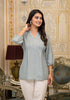 Juniper Women's Grey Solid Rayon Tunic Top With Thread Work - Distacart