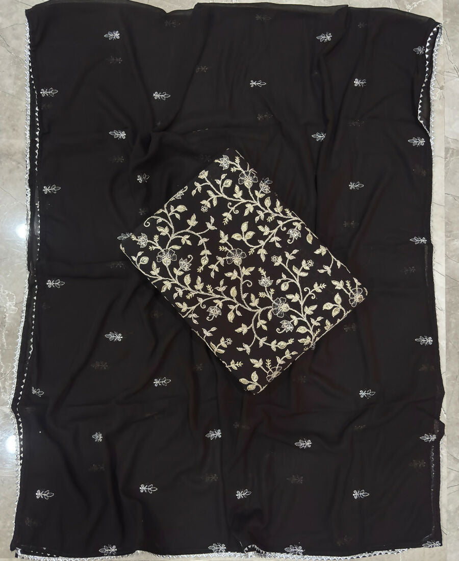 KC Black Straight Suit For Women Georgette Fabric - Dista