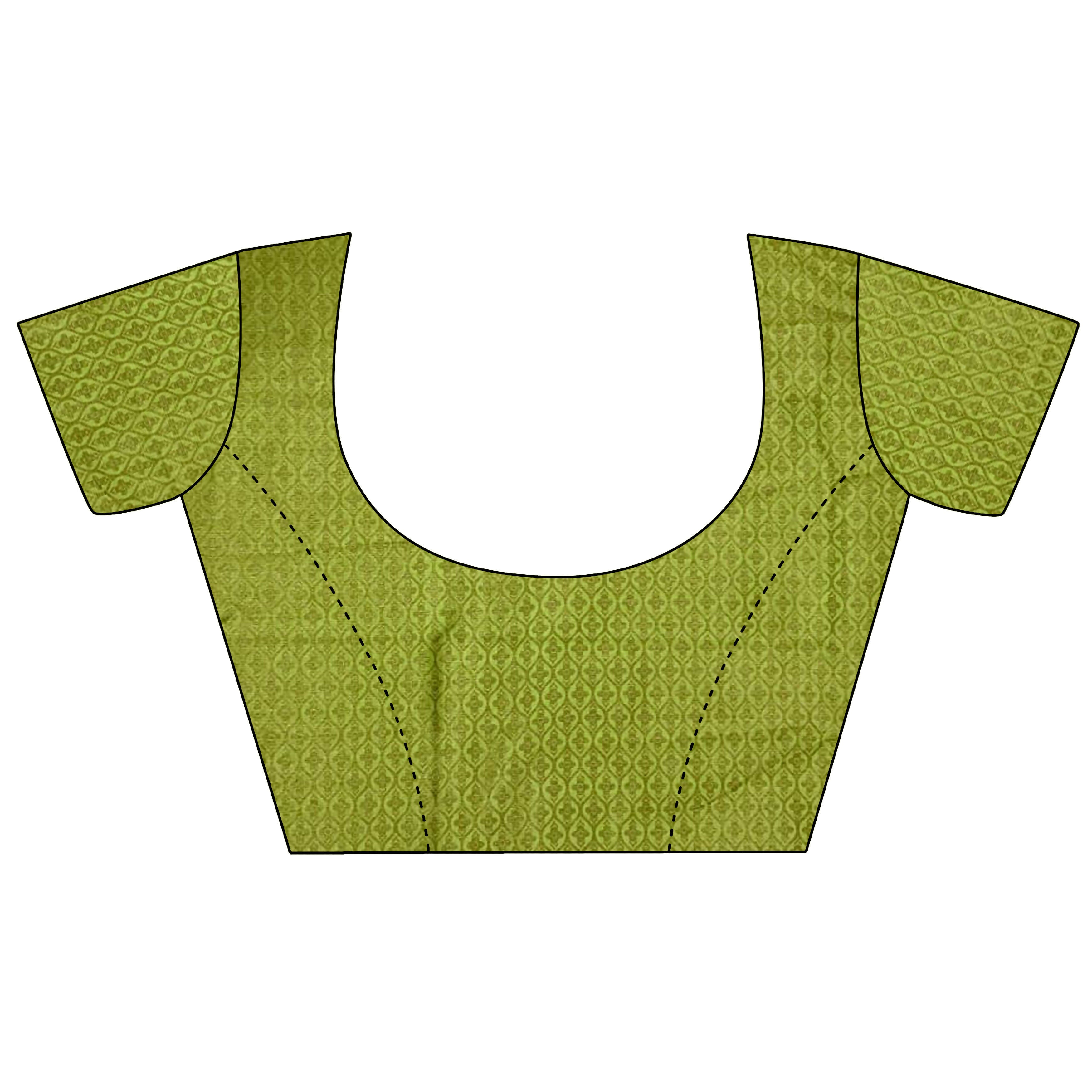 Joban Fashion Light Green Banarasi Soft Lichi Silk Checks & Woven Saree