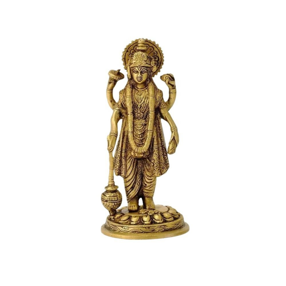Artvarko Brass Lord Vishnu Narayan Holding Club Brass Statue - Distacart