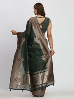Thumbnail for Astita Linen Cotton Dark Green Saree