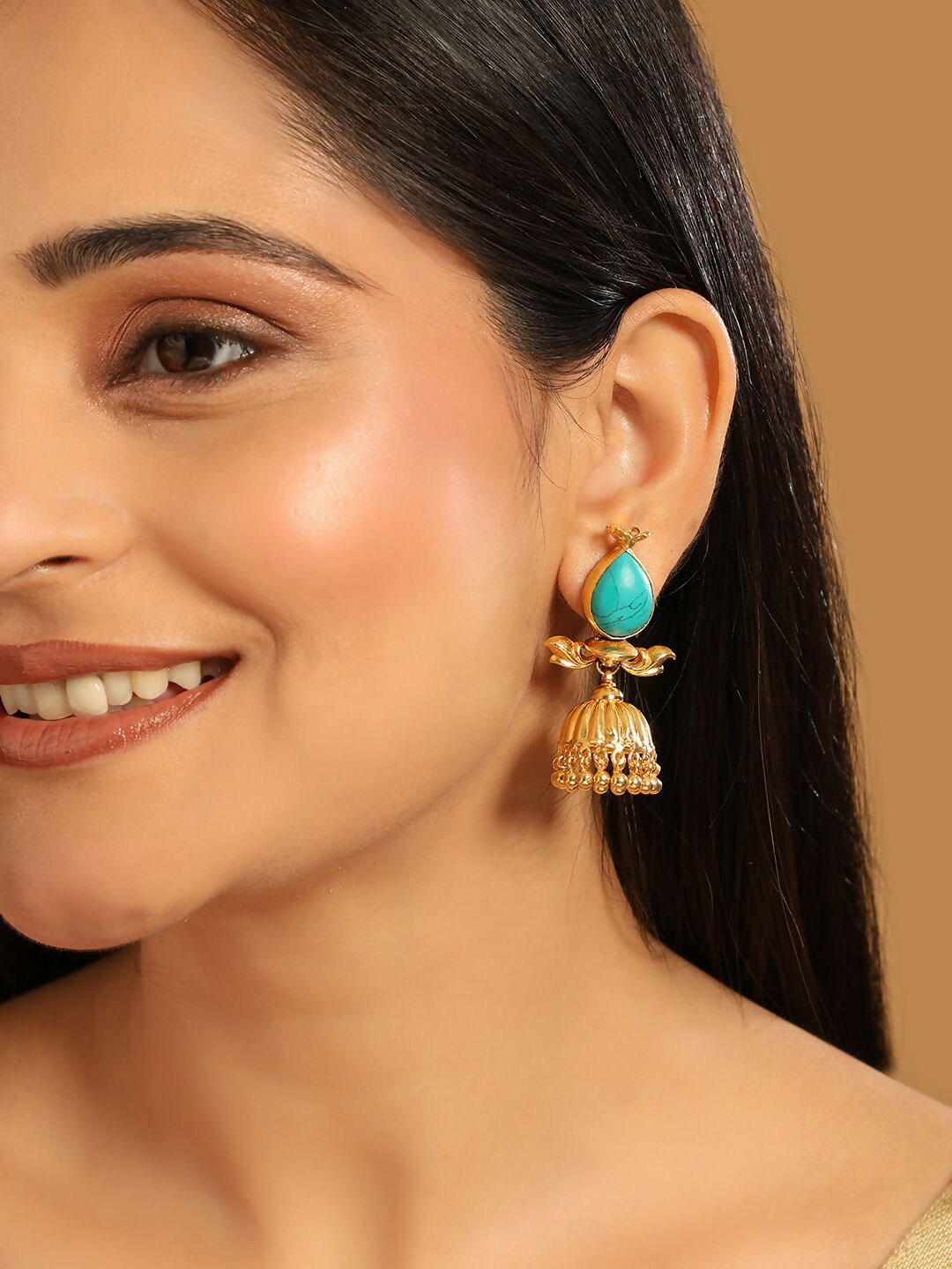 Nuyug 22K Gold Plated Turquoise Grace Earrings