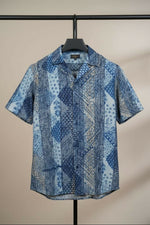 Thumbnail for Samudra — Sea Blue Dabu Cotton Shirt by Hilo Design - Dista