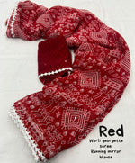 Thumbnail for Red Poly Georgette Ethnic Motifs Saree with Unstitched Blouse - A2M