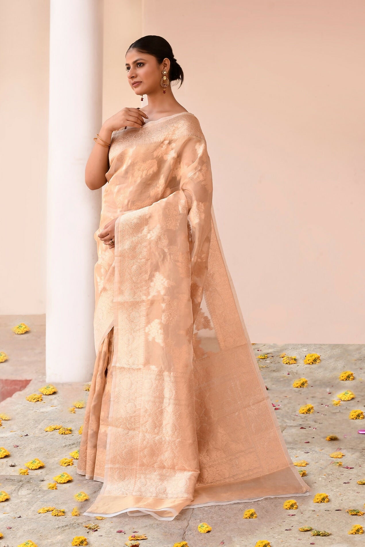 Joban Fashion Gold Banarasi Tissue Saree