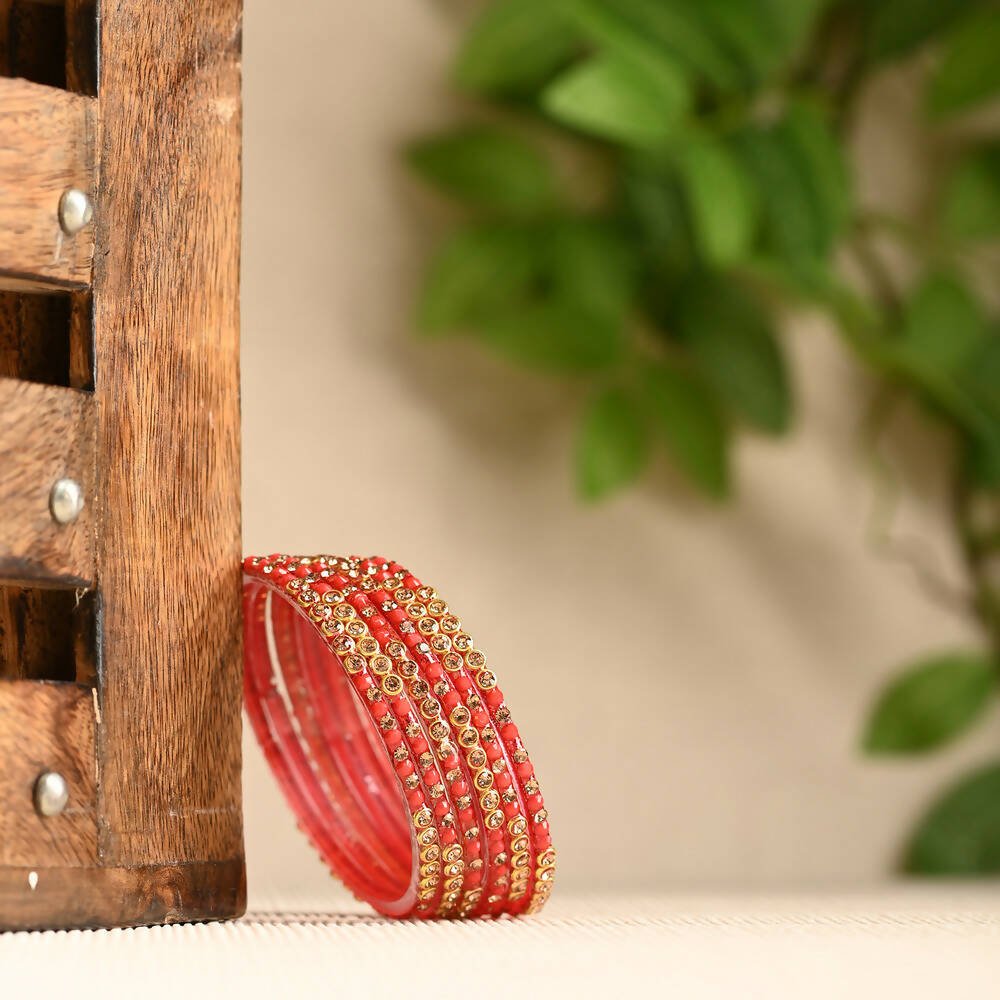 Afast Elegant Bridal & Wedding Party Fashion Bangle/Kada Set, Red, Glass, Pack Of 12 Model No- A23 - Distacart