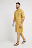 Ethnic India Yellow Men's Kurta Abstract Polyester - Distacart