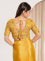 Thumbnail for Joban Fashion Yellow Viscose Rayon Padded Blouse With V Neck Elbow Sleeves