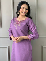 Thumbnail for Partywear Designer Purple Viscos Rayon Stitched Suit With Dupatta - Tanisha - Distacart