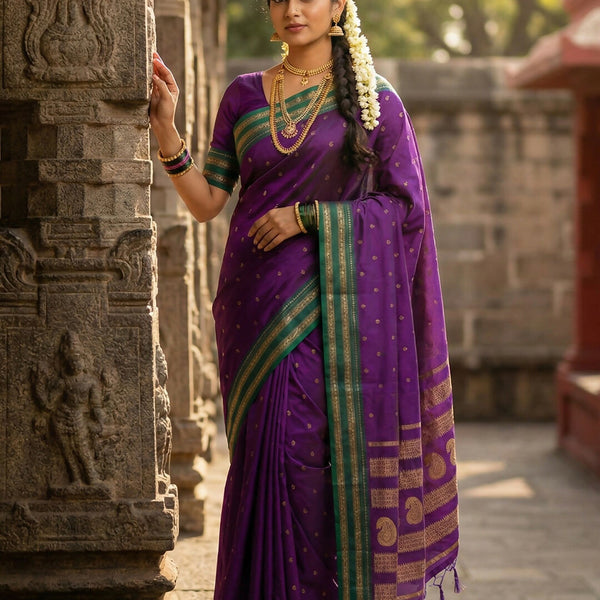 Shree Shyam Fashion Purple Cotton Saree - Distacart