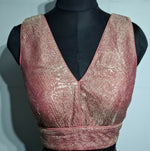 Thumbnail for Kia Fashions Coral Pink Crush Tissue Self Design Readymade Blouse