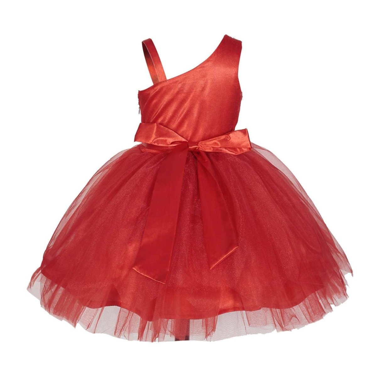 Asmaani Baby Girl's Red Satin Knee Length Frock (AS-DRESS_22148) - Distacart