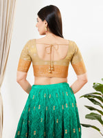 Thumbnail for Joban Fashion Gold Tissue Padded Blouse With Round Neck Elbow Sleeves - Distacart