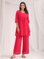 Thumbnail for Janasya From Style Master Dobby Georgette Self Design Gathered Top & Bottom Set