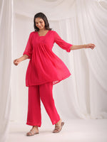 Thumbnail for Janasya From Style Master Dobby Georgette Self Design Gathered Top & Bottom Set