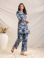 Thumbnail for Janasya Dark Cotton Floral Straight Top & Bottom Set