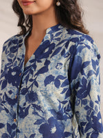 Thumbnail for Janasya Dark Cotton Floral Straight Top & Bottom Set
