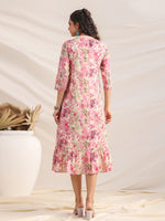 Thumbnail for Janasya Light Cotton Abstract Gathered Dress