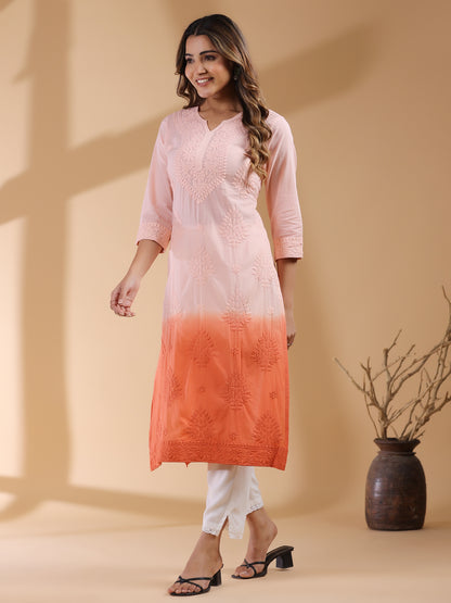 Janasya Bright Cotton Ombre Straight Kurta - Distacart