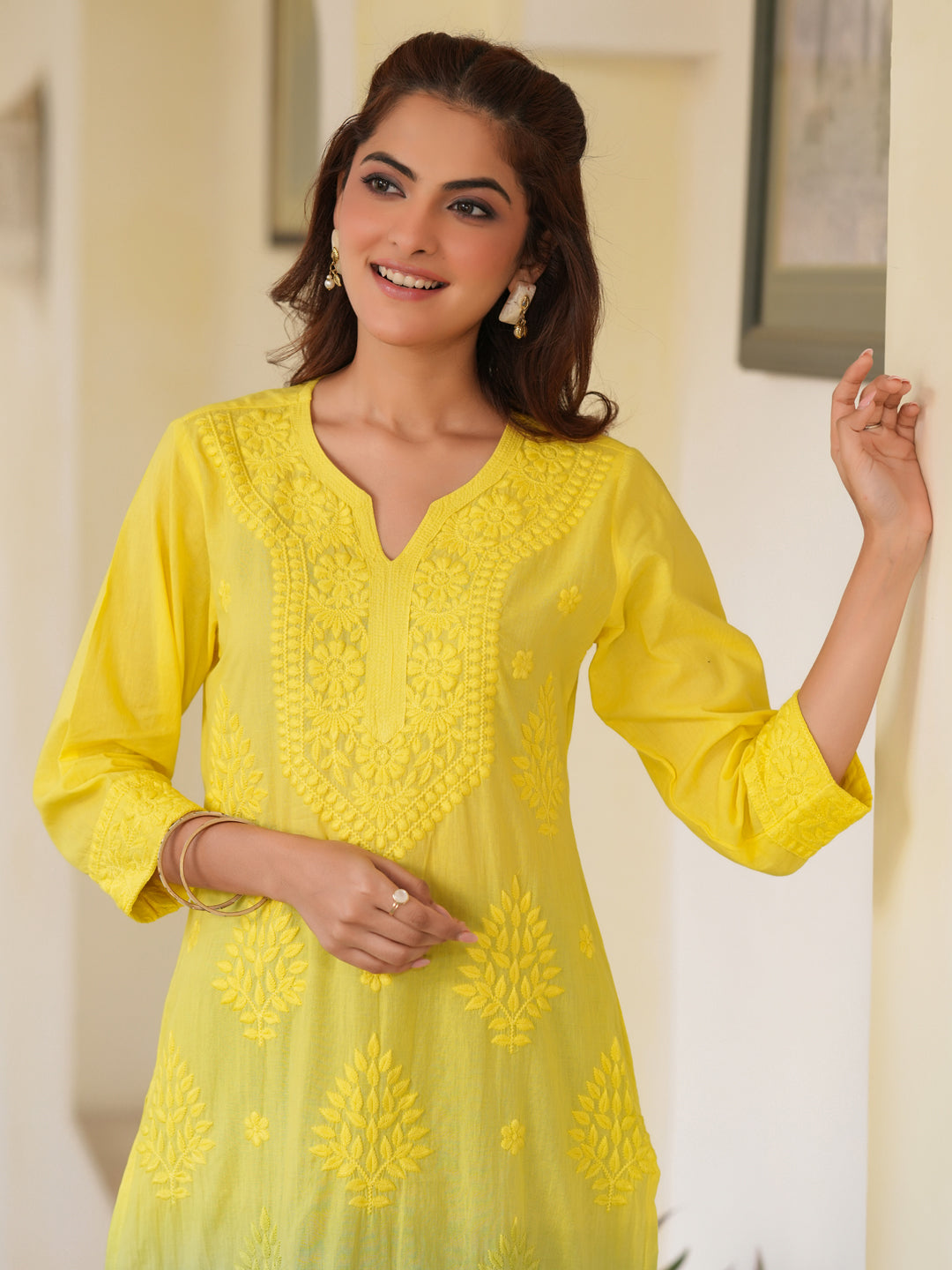 Janasya Bright Cotton Ombre Straight Kurta