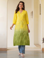 Thumbnail for Janasya Bright Cotton Ombre Straight Kurta
