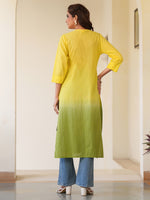 Thumbnail for Janasya Bright Cotton Ombre Straight Kurta