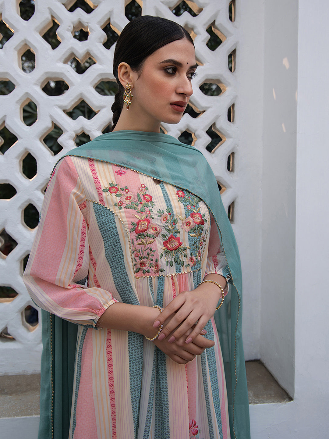 Janasya From Style Master Georgette Floral A-Line Kurta Set