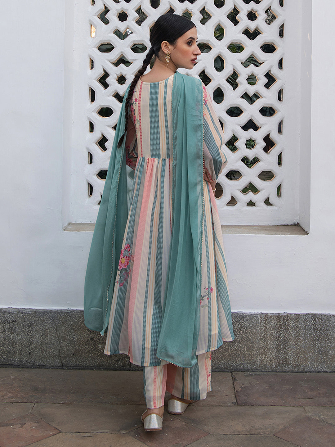 Janasya From Style Master Georgette Floral A-Line Kurta Set